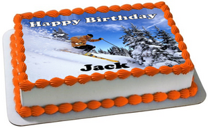 SKIING A4 PREMIUM Edible ICING Cake Topper CAN PERSONALISED D1 SKI SKIER