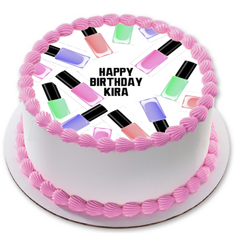 MAKEUP 7.5" ROUND ICING EDIBLE PREMIUM CAKE TOPPER 19CM DIAMETRE BEAUTY NAILS D3