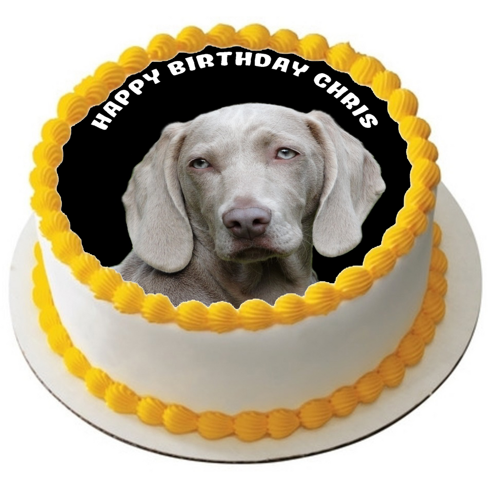 WEIMARANER DOG 7.5" ROUND ICING EDIBLE PREMIUM CAKE TOPPER 19CM DIAMETRE D1