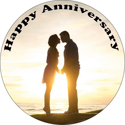 Wedding Anniversary 7.5" PREMIUM ROUND RICE PAPER Cake Topper MARRIED COUPLE D4 - KraftyDesigns