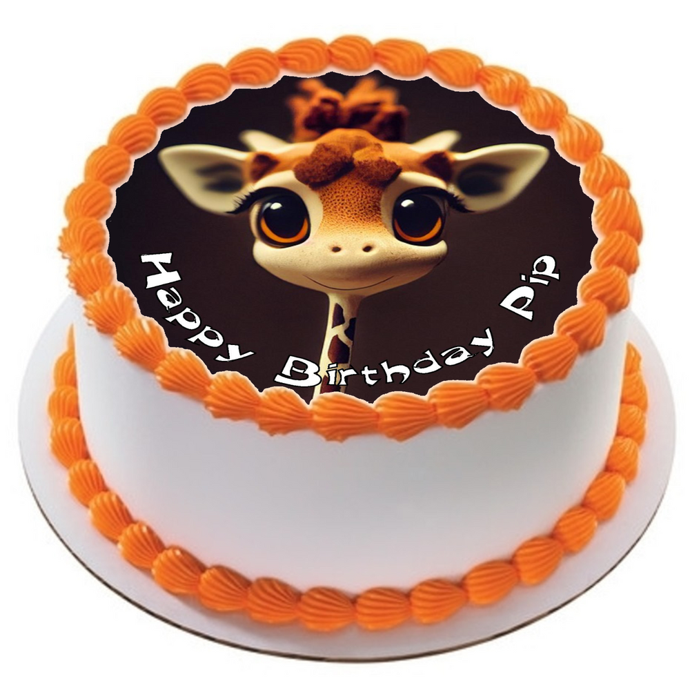 GIRAFFE 7.5" ROUND ICING EDIBLE PREMIUM CAKE TOPPER 19CM DIAMETRE D4