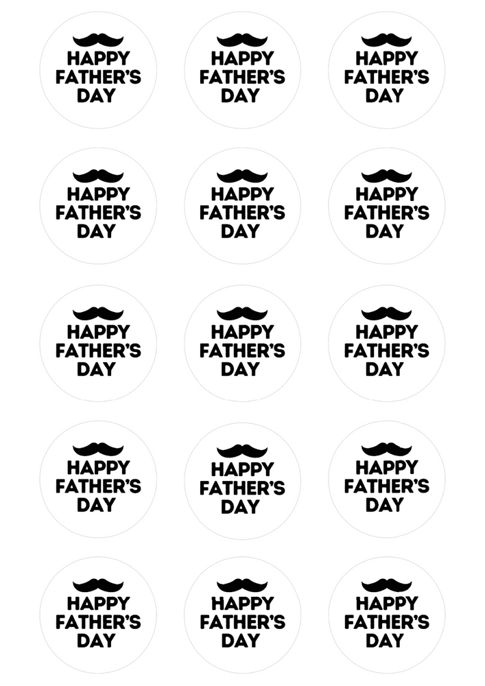 FATHERS DAY 15 x 5cm PREMIUM EDIBLE RICE PAPER ROUND CUP CAKE TOPPERS DAD D30