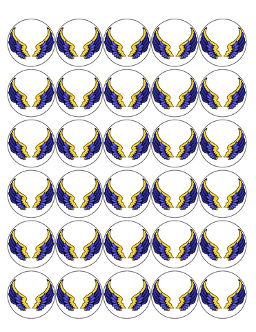 WINGS 30 x 4cm PREMIUM EDIBLE ICING ROUND CUP CAKE TOPPERS BLUE D1