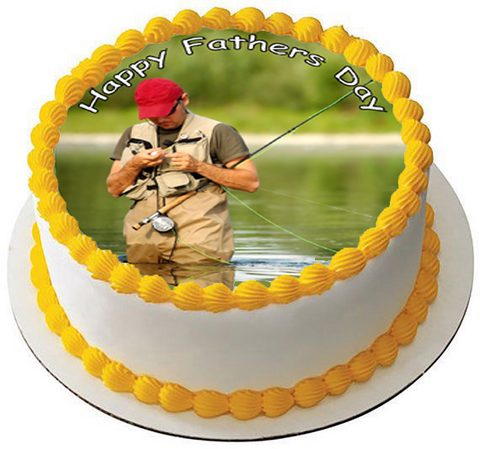 FISHING 7.5 PREMIUM Edible ICING Cake Topper DECORATION FISHERMAN D3