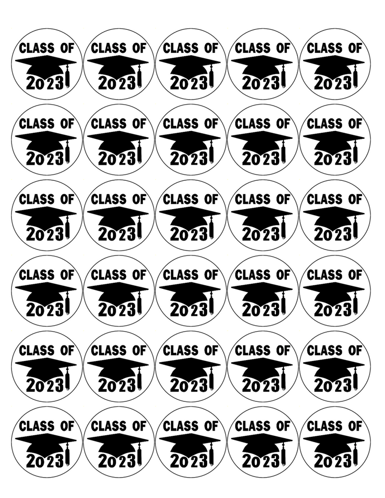 Graduation 30 x 4cm PREMIUM EDIBLE RICE PAPER ROUND CUP CAKE TOPPERS LEAVER D2