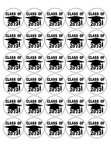 Graduation 30 x 4cm PREMIUM EDIBLE RICE PAPER ROUND CUP CAKE TOPPERS LEAVER D2