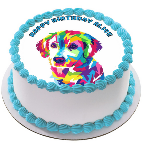 RETRIEVER DOG 7.5" ROUND ICING EDIBLE PREMIUM CAKE TOPPER 19CM DIAMETRE D1