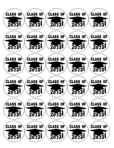 Graduation 30 x 4cm PREMIUM EDIBLE ICING ROUND CUP CAKE TOPPERS LEAVERS 2023 D2