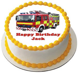 FIRE ENGINE 7.5 PREMIUM Edible RICE CARD Cake Topper DECORATION D4