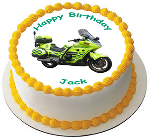 PARAMEDIC MOTORBIKE AMBULANCE EMERGENCY 7.5 PREMIUM Edible ICING Cake Topper D3