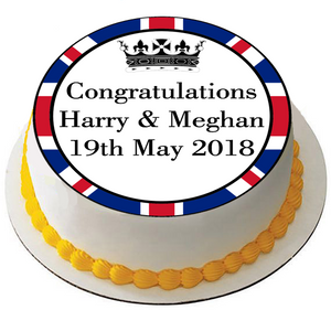 ROYAL WEDDING PRINCE HARRY MEGHAN 7.5" PREMIUM EDIBLE ICING CAKE TOPPER D5