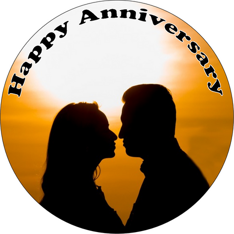 Wedding Anniversary 7.5" PREMIUM Round ICING Cake Topper MARRIED COUPLE D1 - KraftyDesigns