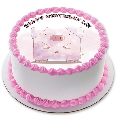 PIG 7.5" ROUND ICING EDIBLE PREMIUM CAKE TOPPER 19CM DIAMETRE D4