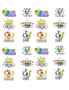 PRIDE MIX 24 x 4cm PREMIUM EDIBLE RICE PAPER CUP CAKE TOPPERS LGBTQ D9