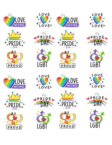 PRIDE MIX 24 x 4cm PREMIUM EDIBLE RICE PAPER CUP CAKE TOPPERS LGBTQ D9