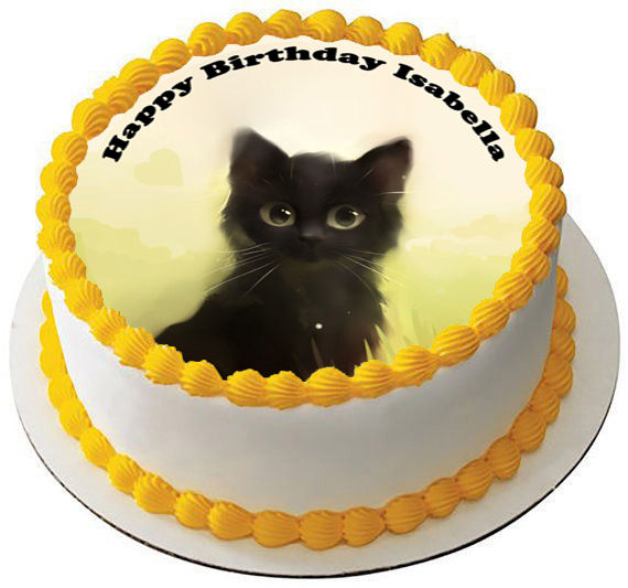 KITTEN CUTE CAT 7.5 PREMIUM Edible RICE CARD Cake Topper CAN PERSONALISE TEXT D1