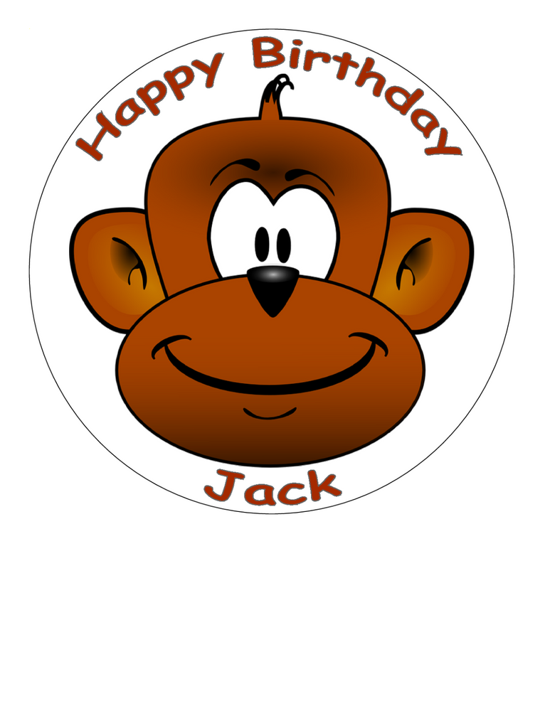 MONKEY 7.5 PREMIUM Edible ICING Cake Topper CAN BE PERSONALISED D1