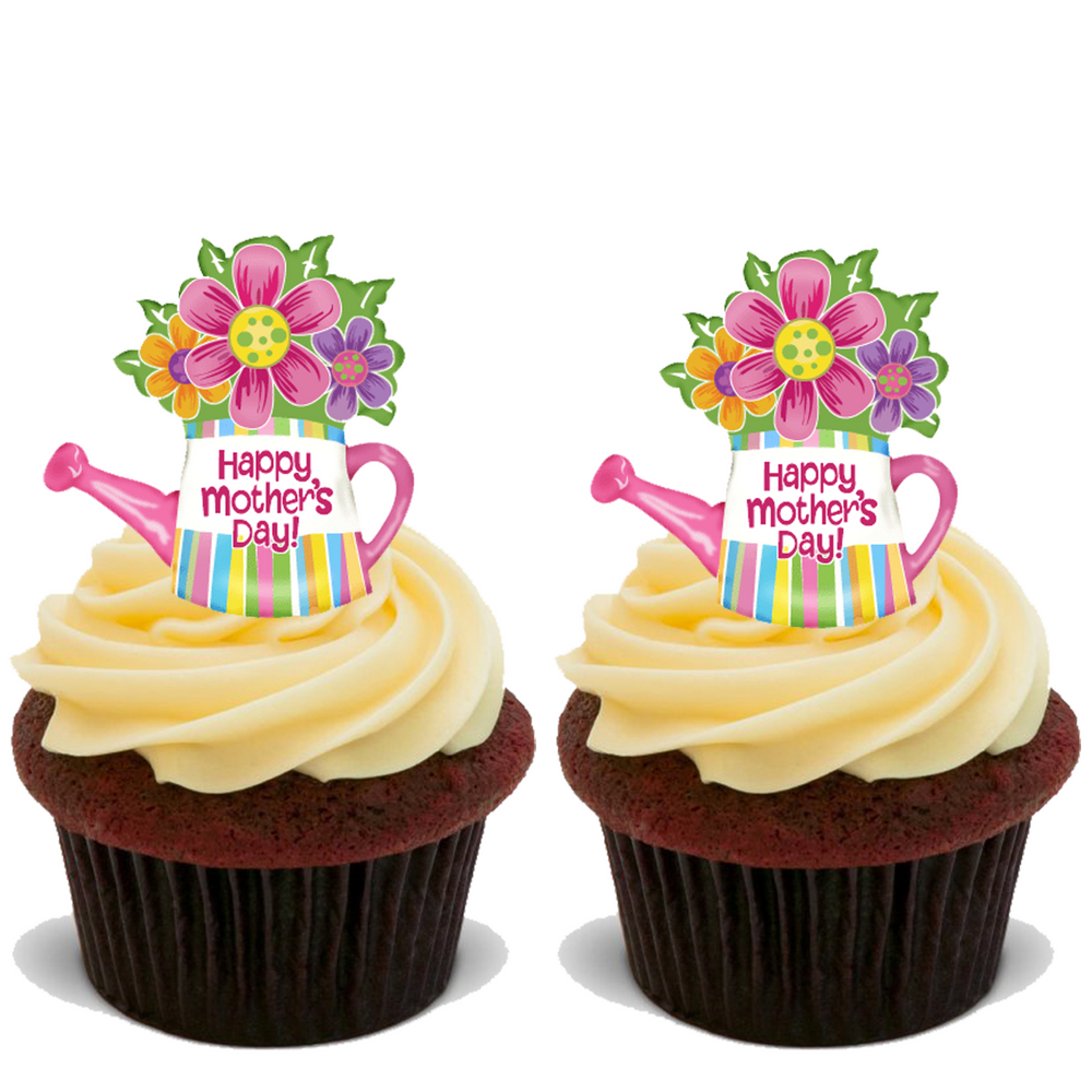 Mother's Day 30 x 4cm Stand Up Cupcake Toppers Edible Rice Card Decorations D4