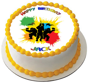 PAINTBALL DESIGN 7.5 PREMIUM Edible ICING Cake Topper CAN BE PERSONALISED D1