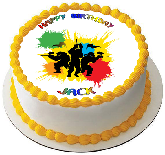 PAINTBALL DESIGN PREMIUM Edible ICING Cake Topper CAN BE