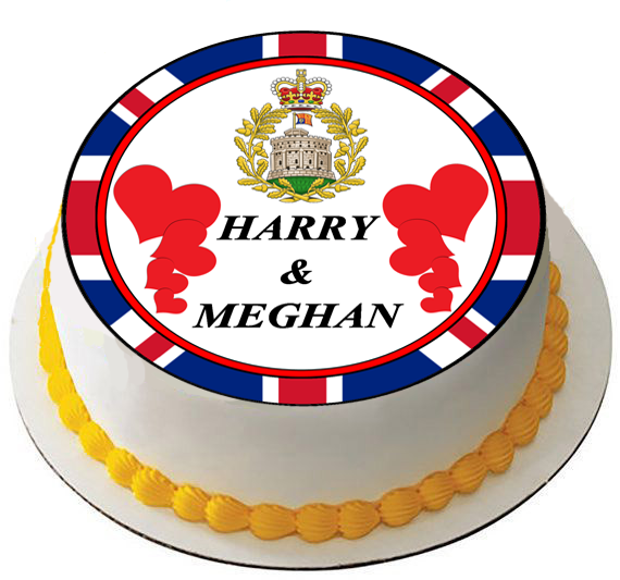 ROYAL PRINCE HARRY MEGHAN MARKLE 7.5" PREMIUM EDIBLE ROUND RICE CAKE TOPPER D2