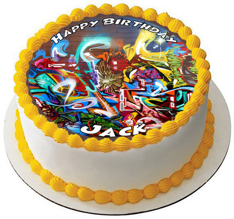 GRAFFITI STREET ART 7.5 PREMIUM Edible RICE CARD Cake Topper CAN PERSONALISED D1