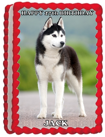 HUSKY DOG A4 PREMIUM Edible ICING Cake Topper CAN BE PERSONALISED SIBERIAN D1