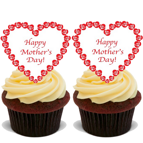 Mother's Day 30 x 4cm Edible Rice Card Stand Up Cupcake Toppers Decorations D3