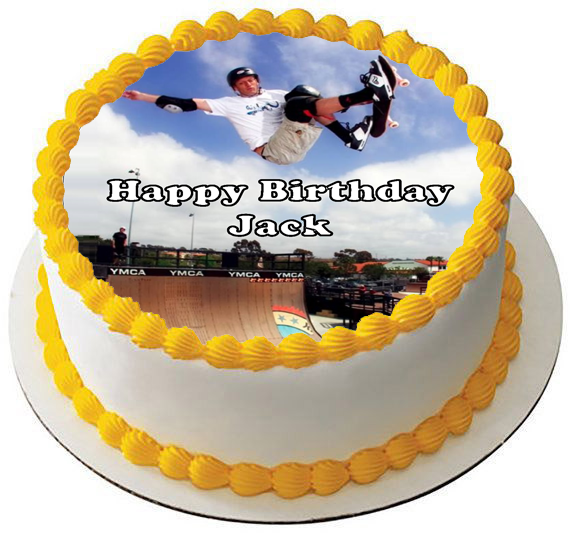 SKATEBOARD 7.5 PREMIUM Edible ICING Cake Topper CAN PERSONALISE TEXT D1 SKATE