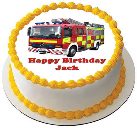 FIRE ENGINE 7.5 PREMIUM Edible ICING Cake Topper DECORATION EMERGENCY D4