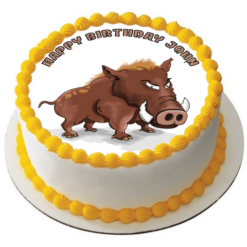 WILD BOAR 7.5" ROUND ICING EDIBLE PREMIUM CAKE TOPPER 19CM DIAMETRE PIG HOG D1