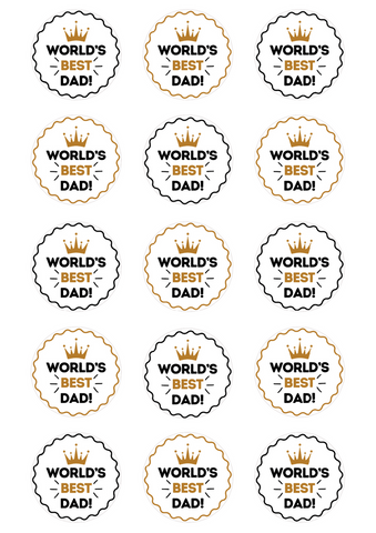 FATHERS DAY 15 x 5cm PREMIUM EDIBLE ICING SHEET ROUND CUP CAKE TOPPERS DAD ID35