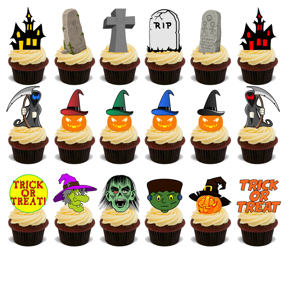 HALLOWEEN SPOOKY SCARY BUMPER PREMIUM 18X FLAT STAND UP Edible Cake Toppers D22