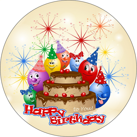 Happy Birthday 7.5 PREMIUM Edible ICING Cake Topper D4 - KraftyDesigns