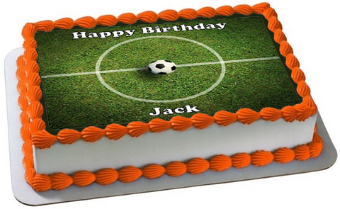 FOOTBALL PITCH A4 PREMIUM EDIBLE ICING SOCCER BALL CAKE TOPPER DECORATION D9
