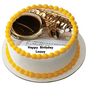 SAXOPHONE 7.5" ROUND RICE WAFER PAPER EDIBLE PREMIUM CAKE TOPPER MUSIC D1