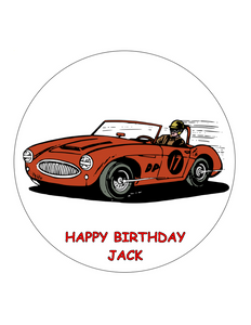 RACING CAR 7.5 PREMIUM Edible RICE CARD Cake Topper CAN BE PERSONALISED D1