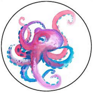 OCTOPUS 30 x 4cm PREMIUM EDIBLE RICE PAPER ROUND CUP CAKE TOPPERS WATERCOLOUR D1