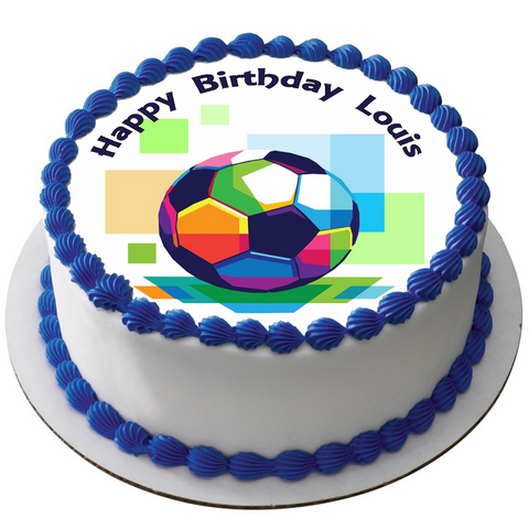 FOOTBALL 7.5" ROUND ICING EDIBLE PREMIUM CAKE TOPPER 19CM DIAMETRE D14