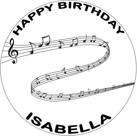 MUSICAL NOTES 7.5 PREMIUM Edible RICE WAFER PAPER Cake Topper HAPPY BIRTHDAY D4