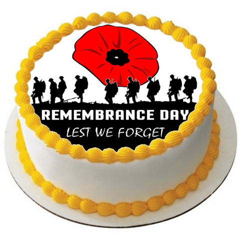 REMEMBRANCE DAY CAKE TOPPER 7.5" PREMIUM EDIBLE ICING UK GIFT LEST WE FORGET D6