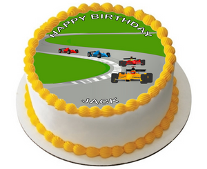 RACING CAR 7.5 PREMIUM Edible ICING Cake Topper CAN PERSONALISE TEXT D4