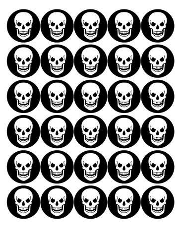 HALLOWEEN 30 PREMIUM 40mm RICE WAFER PAPER SKULL CAKE TOPPERS -FREE Delivery D5