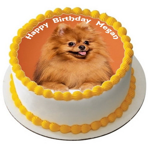 POMERANIAN DOG 7.5" ROUND RICE WAFER PAPER EDIBLE PREMIUM CAKE TOPPER CUTE D1