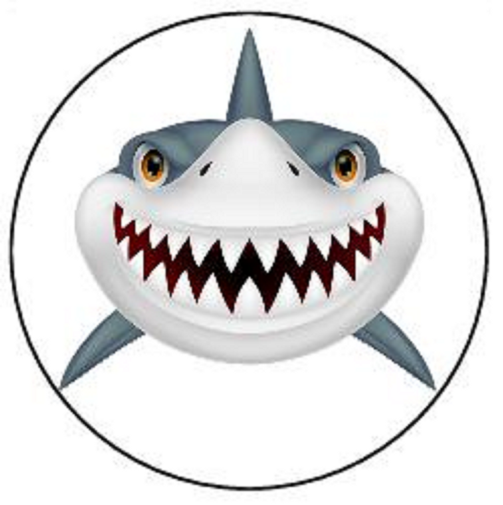 SHARK 30 x 4cm PREMIUM EDIBLE RICE PAPER ROUND CUP CAKE TOPPERS OCEAN ANIMAL D3