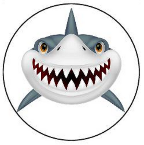 SHARK 30 x 4cm PREMIUM EDIBLE RICE PAPER ROUND CUP CAKE TOPPERS OCEAN ANIMAL D3