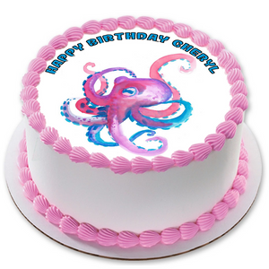 OCTOPUS 7.5" ROUND RICE WAFER PAPER EDIBLE PREMIUM CAKE TOPPER D1