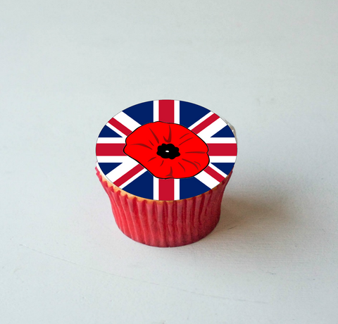 REMEMBRANCE DAY CAKE TOPPERS 30 x 4CM PREMIUM EDIBLE ICING GIFT UK POPPY D2