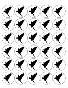 PARROT 30 x 4cm PREMIUM EDIBLE RICE PAPER ROUND CUP CAKE TOPPERS SILHOUETTE D3