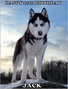 HUSKY DOG A4 PREMIUM Edible RICE WAFER Cake Topper CAN PERSONALISE SIBERIAN D2